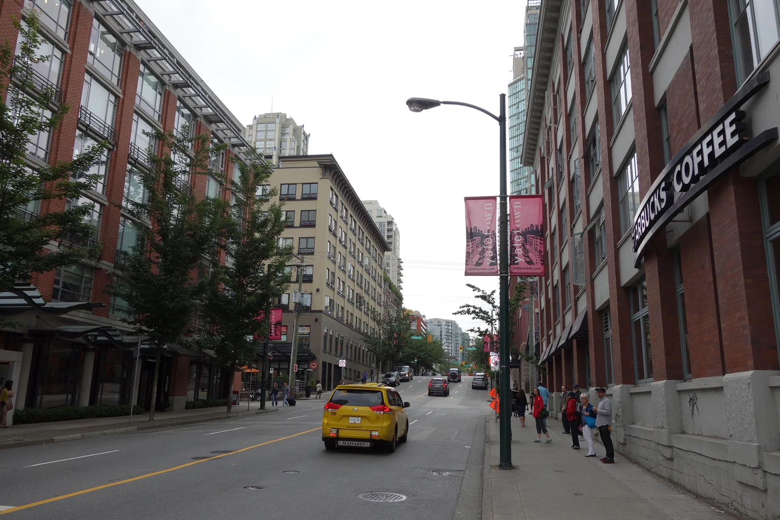 Davie Street in Yaletown with brick warehouse buildings